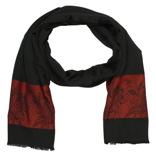 Silk Border Stole -Black 